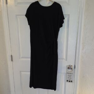 Time and Tru Black Midi Dress Faux Wrap